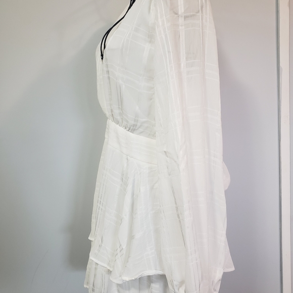 Selfie Leslie white bridal/Bachelorette party ruffled tie waist Romper - Picture 6 of 10